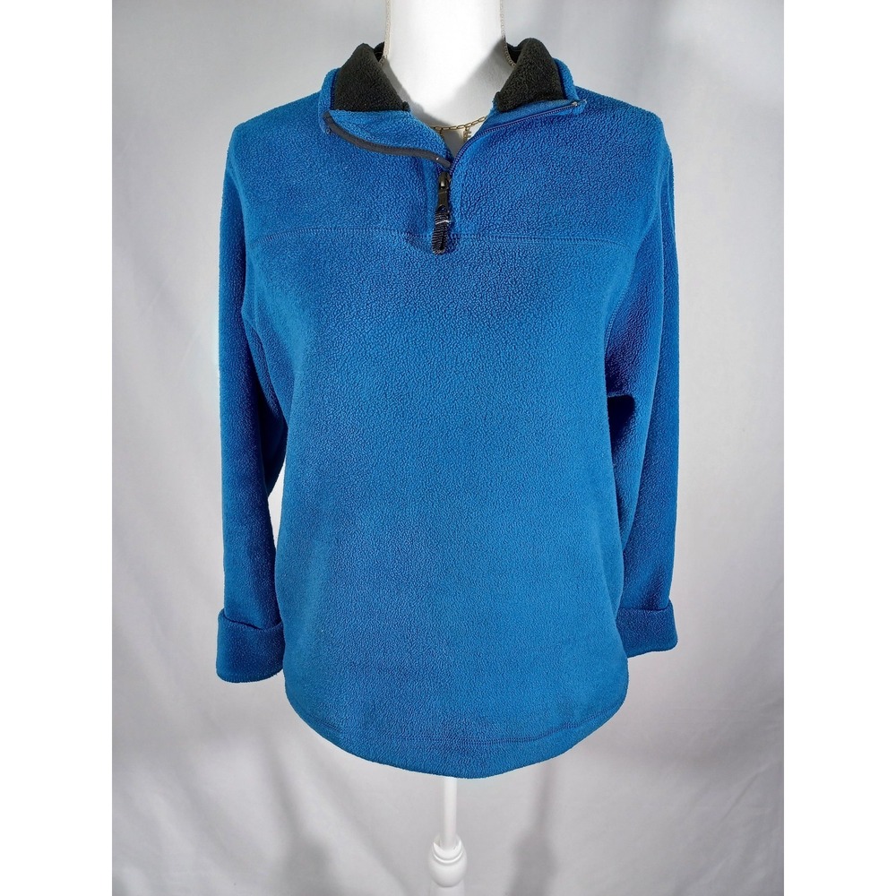 Gap Soft Fleece Sweater Womens Small‎ Blue 1/4 Zip Mock Neck Cozy Pullover